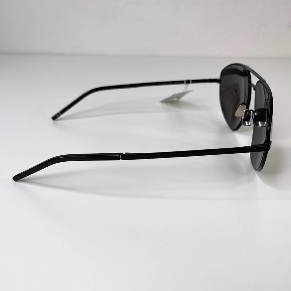 SAINT LAURENT Classic Aviator Sunglasses 60mm NEW Black Polarized